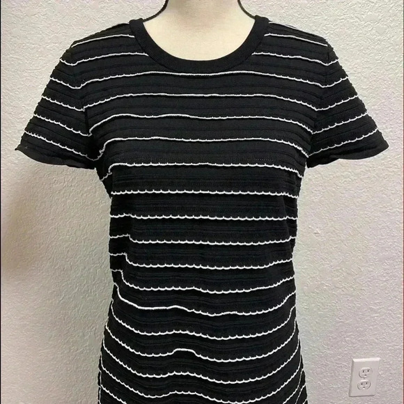 Ruffled Stripe Stretch Viscose Dress - Picture 2 of 4